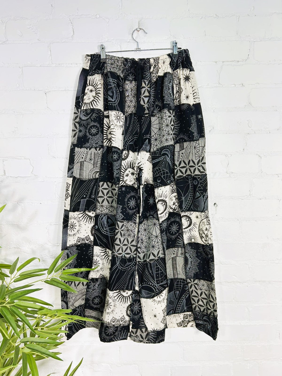 Patch & Screen Print Wide Leg Trousers