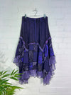 Patch & Screen Print Lace Trim Midi Skirt
