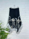 Patch & Screen Print Lace Trim Midi Skirt