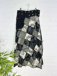 Patch & Screen Print Long Popper Skirt