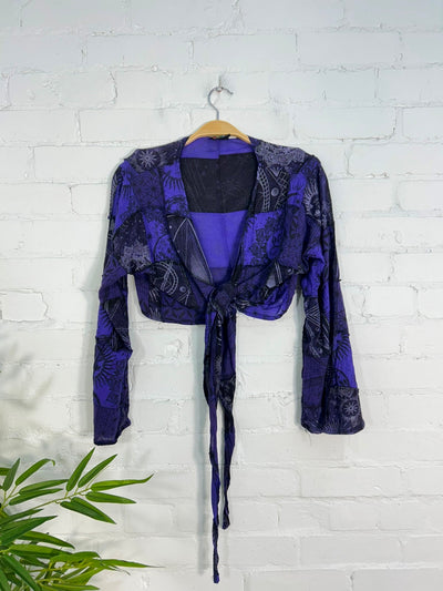 Patch & Screen Print Long Sleeve Tie Top