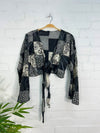 Patch & Screen Print Long Sleeve Tie Top