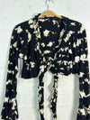 Long Sleeve Cropped Tie Top