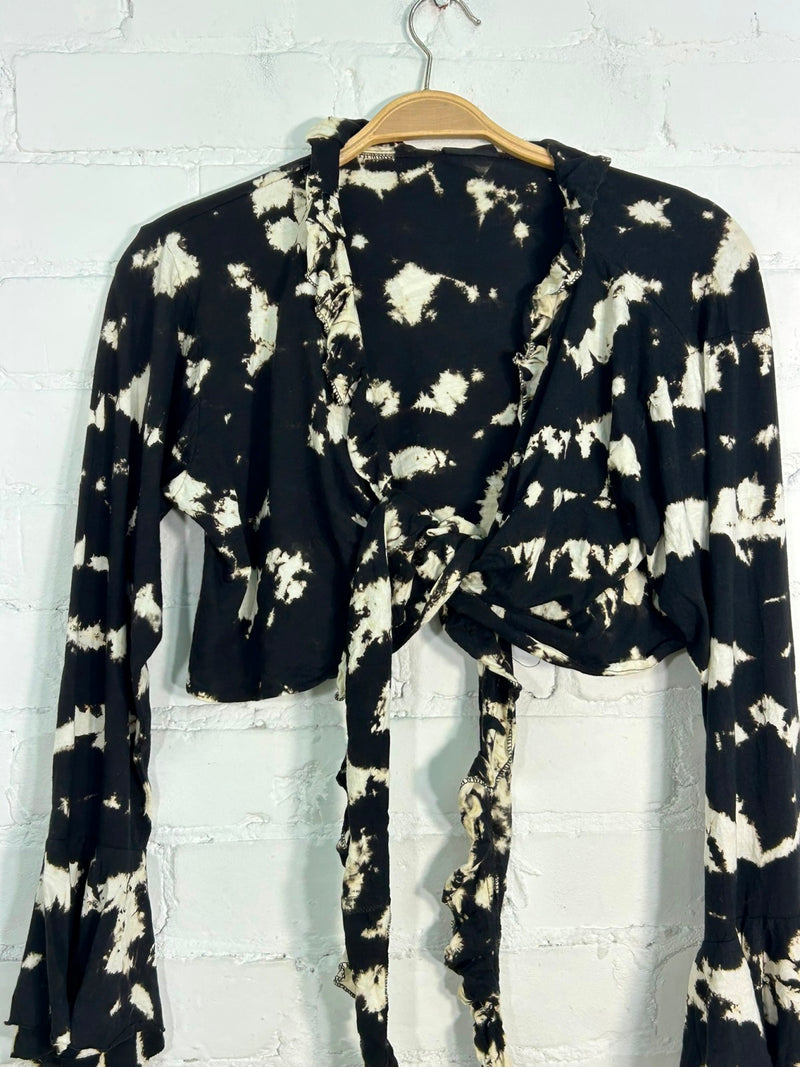 Long Sleeve Cropped Tie Top