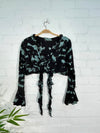 Long Sleeve Cropped Tie Top