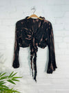 Long Sleeve Cropped Tie Top
