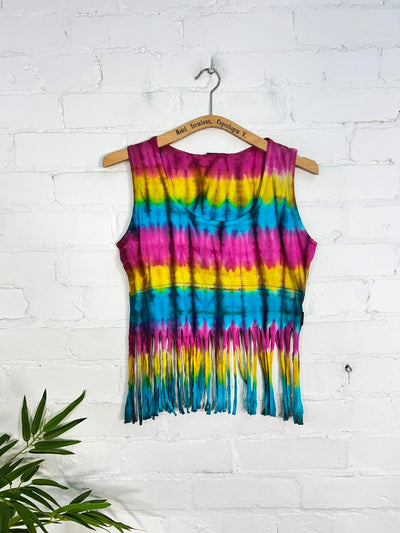 Tie Dye Sleeveless Tassel Top