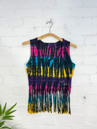 Tie Dye Sleeveless Tassel Top