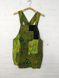 Butterfly Embroidery Short Dungaree Dress