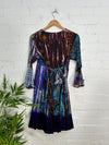 Patchwork Long Sleeve Short Dress