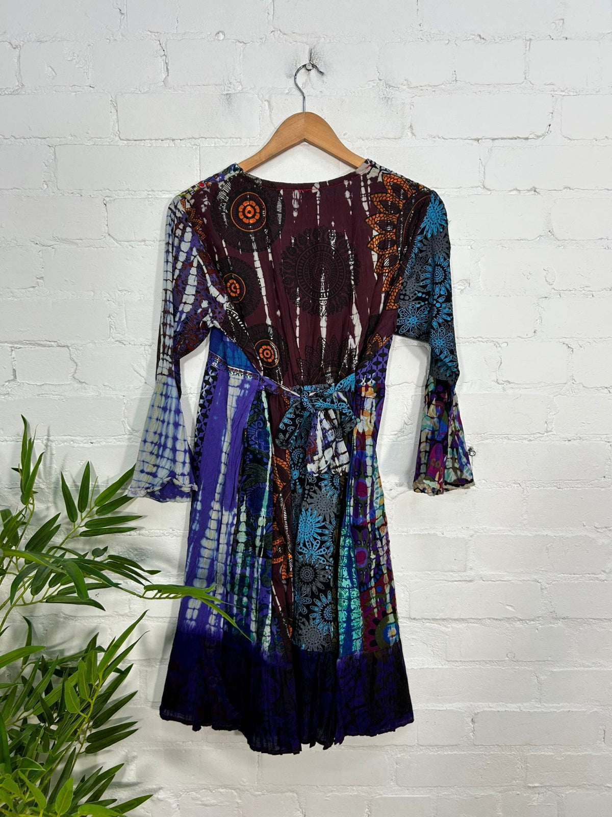 Patchwork Long Sleeve Short Dress
