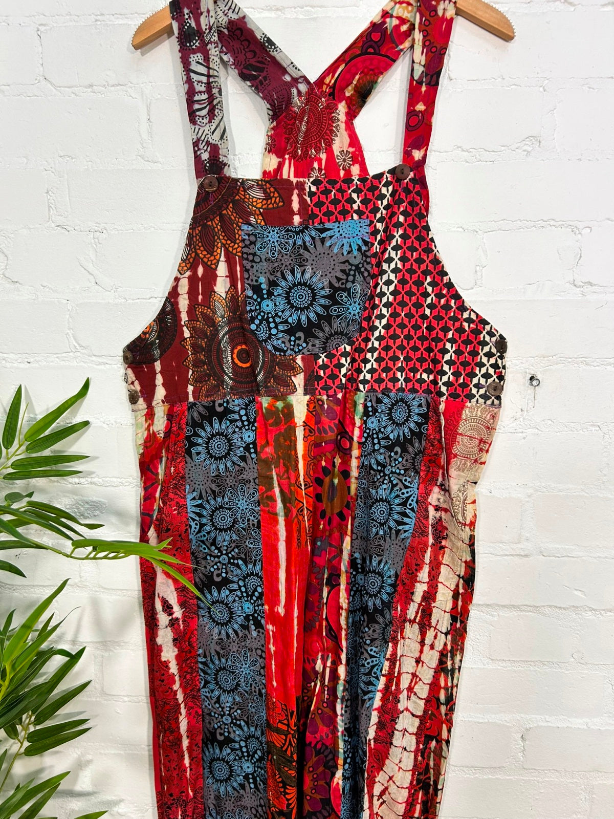 Patchwork Long Dungarees