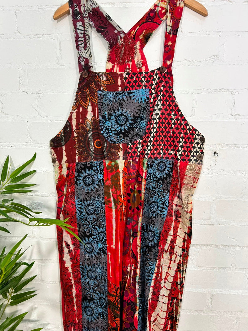 Patchwork Long Dungarees