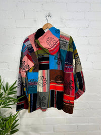 Patchwork Hooded Zip Jacket