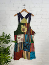 Patchwork Midi Dungaree Dress
