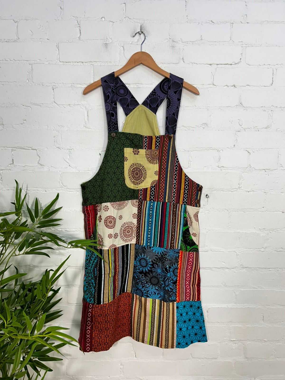 Patchwork Midi Dungaree Dress