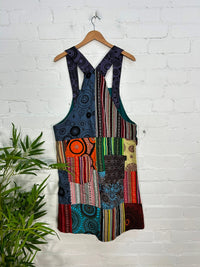 Patchwork Midi Dungaree Dress
