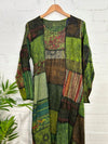 Patchwork Long Sleeve Long Dress