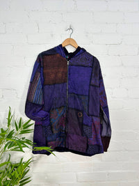 Patchwork Hooded Zip Jacket