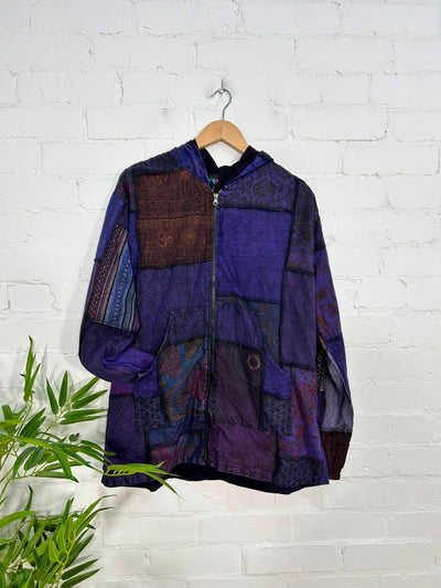 Patchwork Hooded Zip Jacket