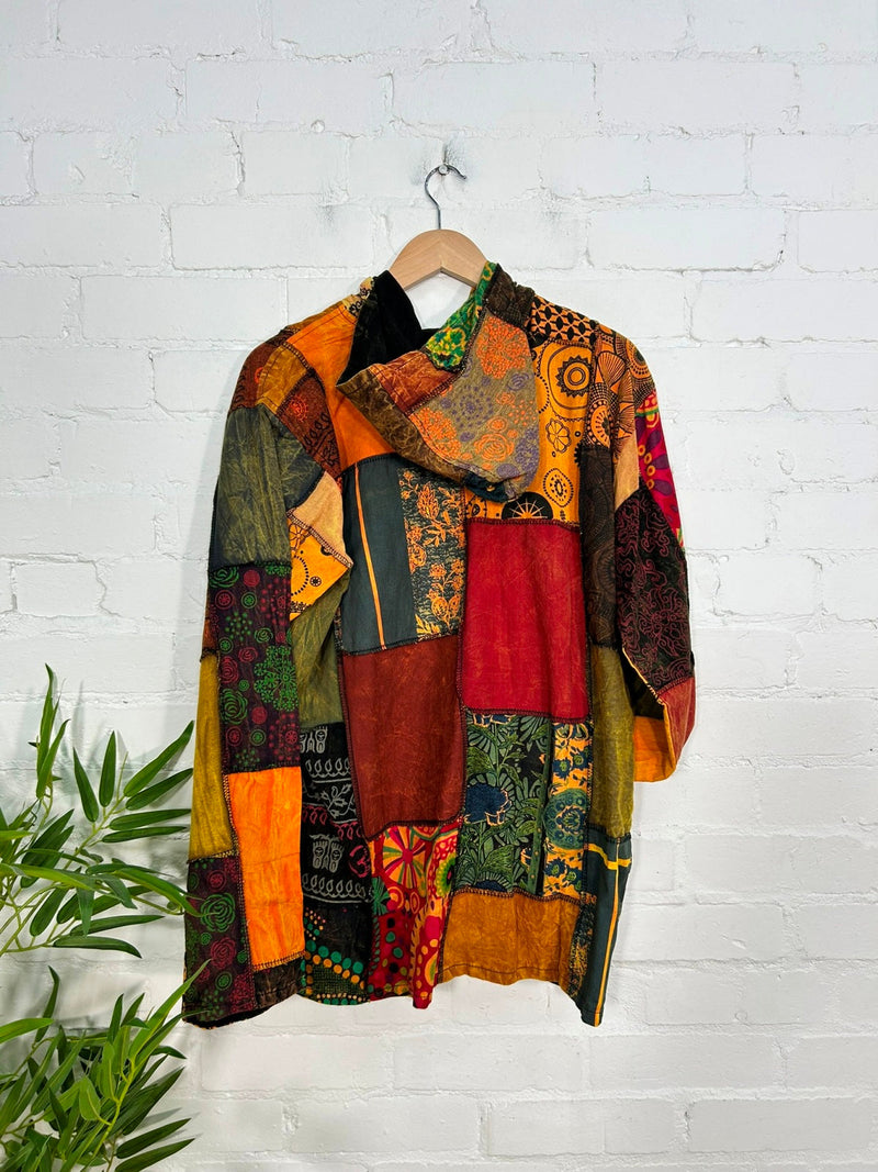 Patchwork Hooded Zip Jacket