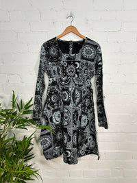 Celestial Print Long Sleeve Dress