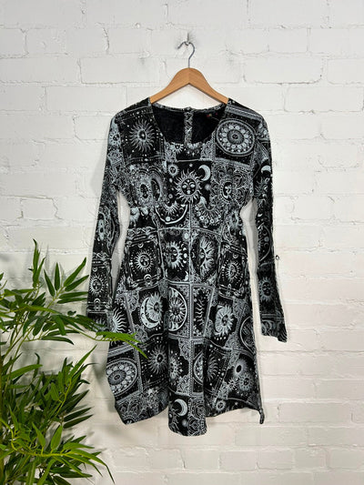 Celestial Print Long Sleeve Dress
