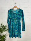 Tie Dye Velvet Long Sleeve Short Dress