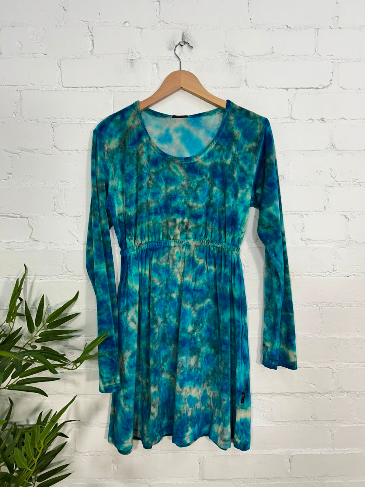 Tie Dye Velvet Long Sleeve Short Dress