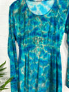Tie Dye Velvet Long Sleeve Short Dress