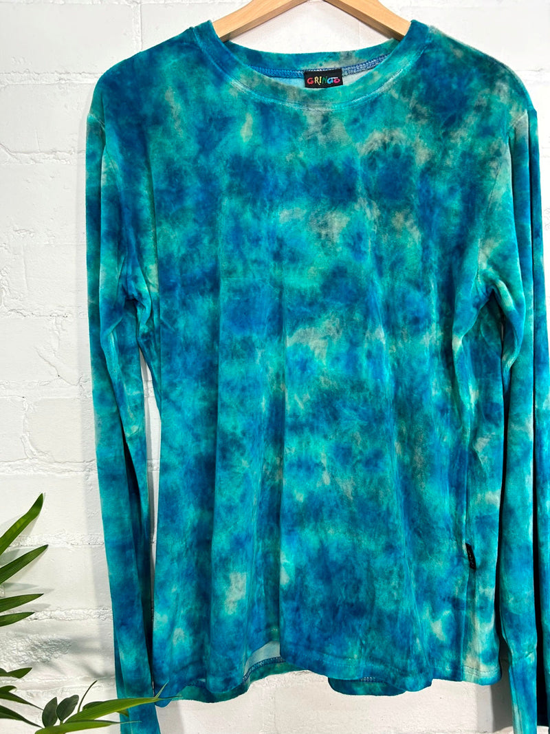 Tie Dye Velvet Long Sleeve Top