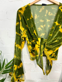 Tie Dye Velvet Long Sleeve Tie Top
