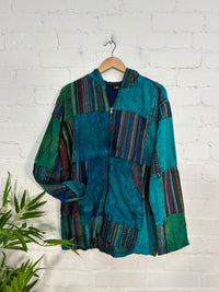 Patchwork Zip Hooded Jacket
