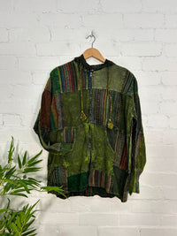 Patchwork Zip Hooded Jacket