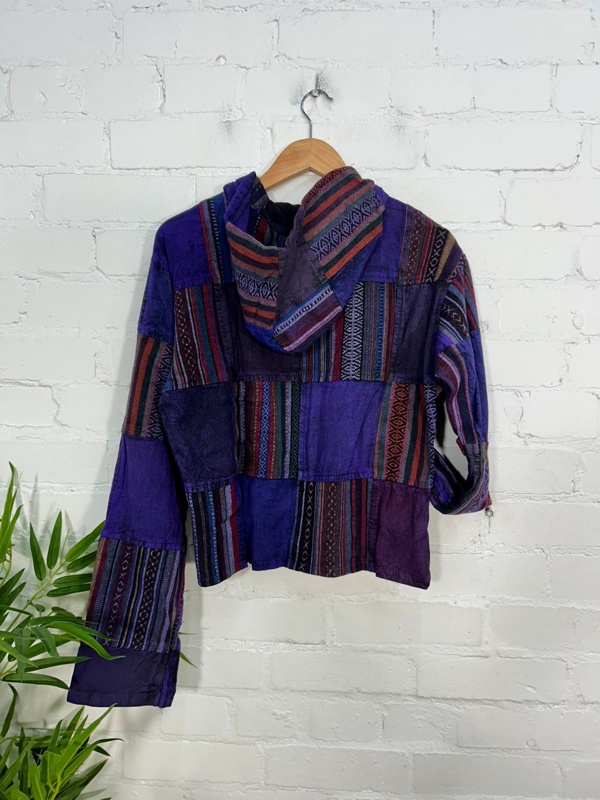 Patchwork Zip Hooded Crop Jacket