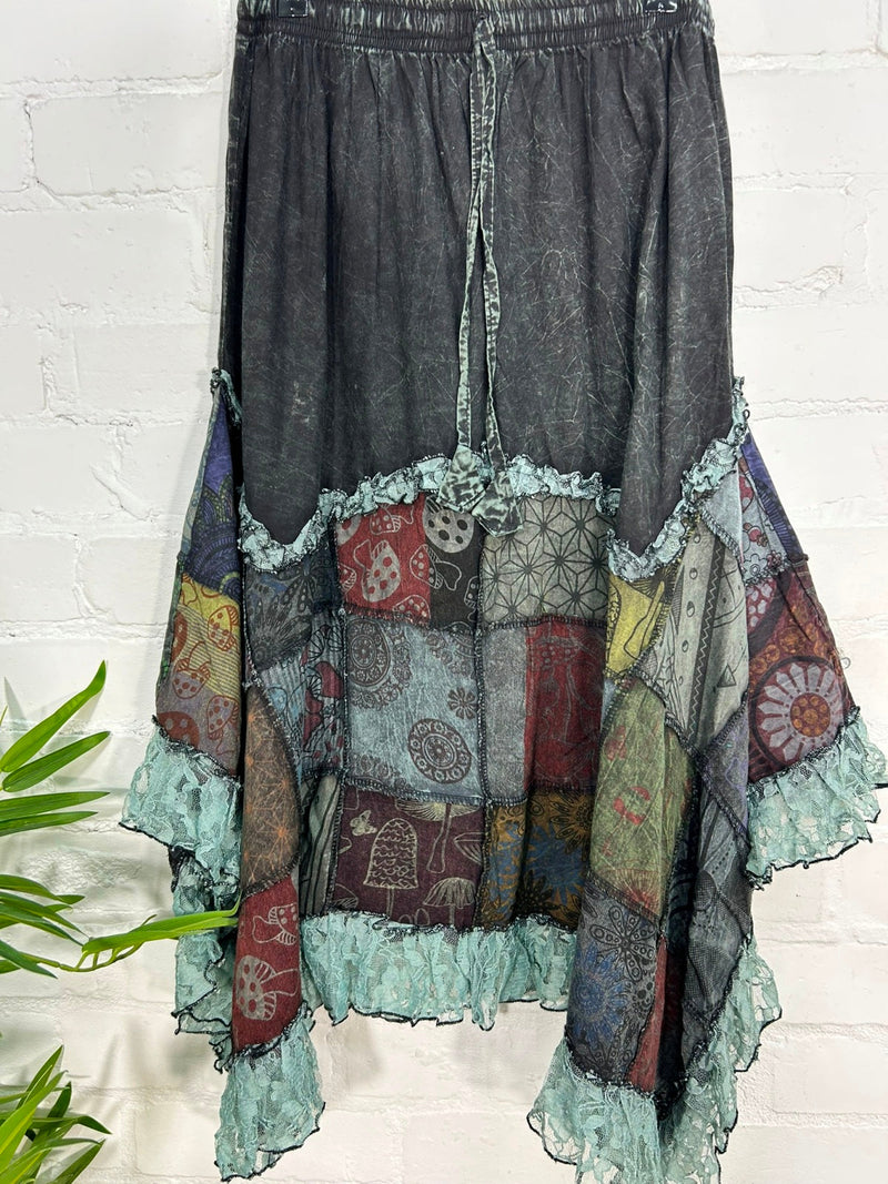 Funky Patchwork Midi Skirt