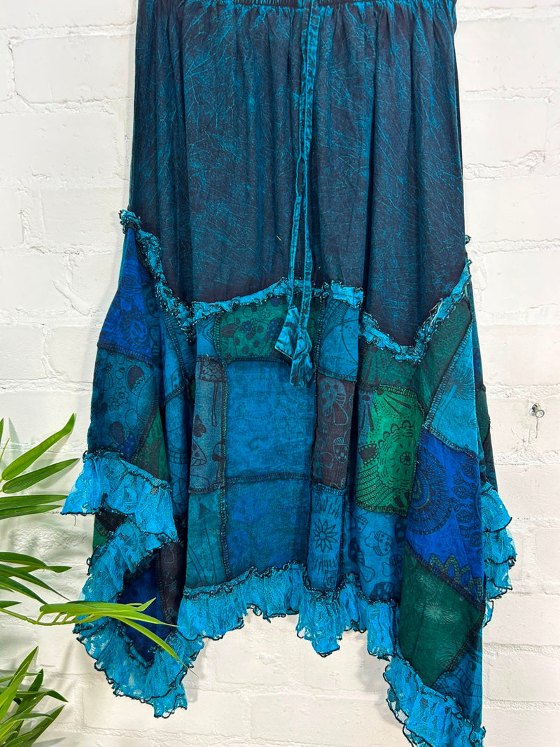 Funky Patchwork Midi Skirt
