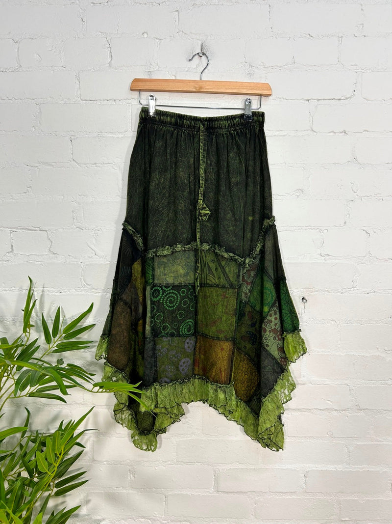 Funky Patchwork Midi Skirt