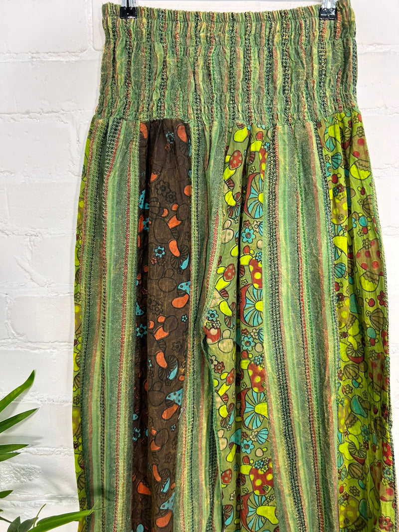 Stripe and Mushroom Print Harem Trousers