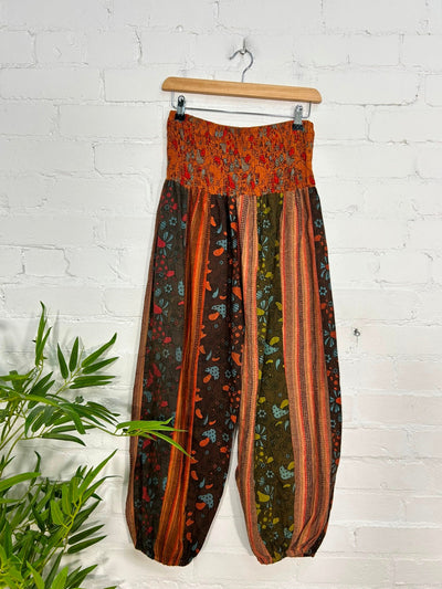 Stripe and Mushroom Print Harem Trousers