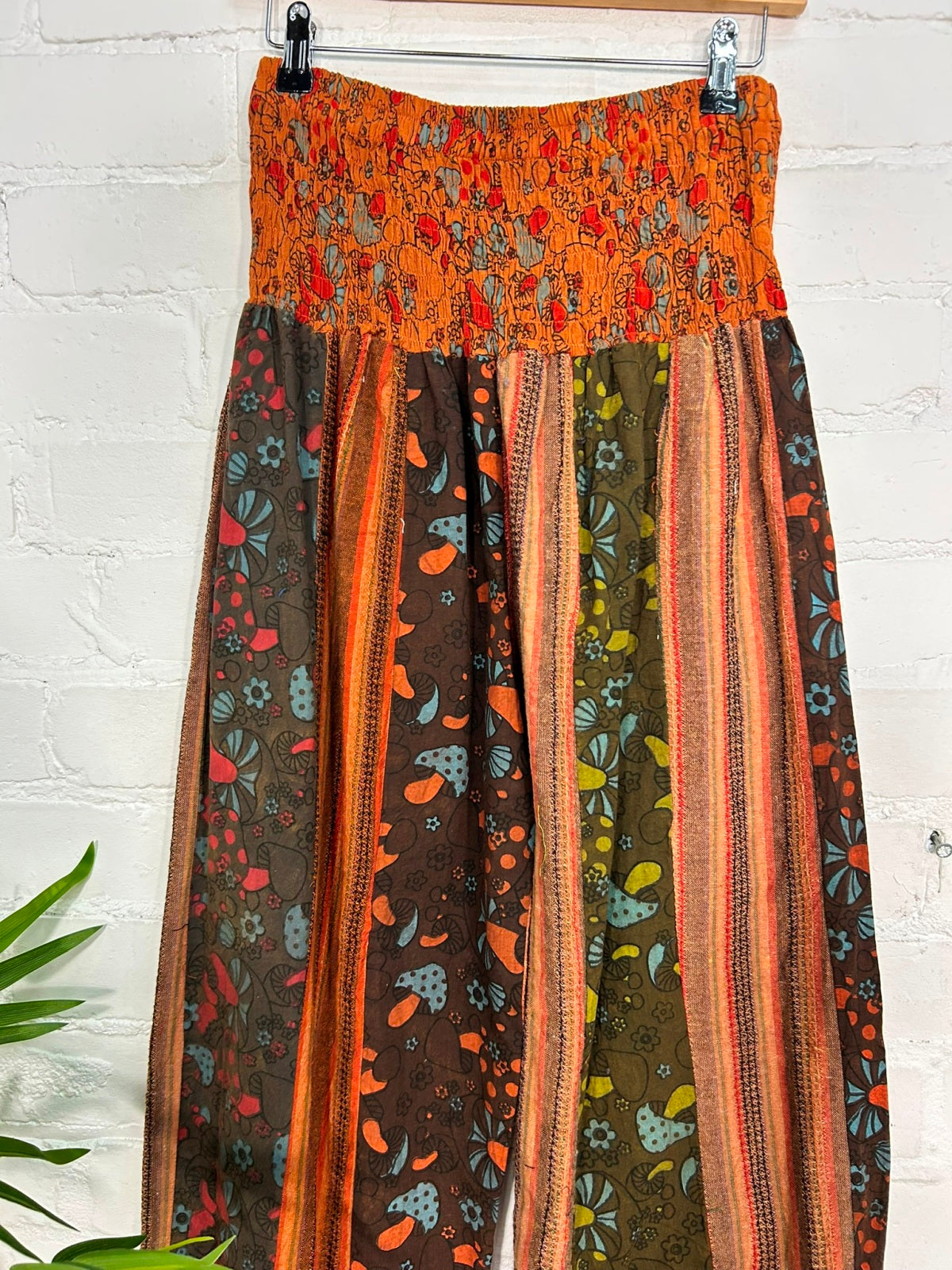 Stripe and Mushroom Print Harem Trousers
