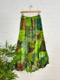 Long Tie Dye Patchwork Skirt