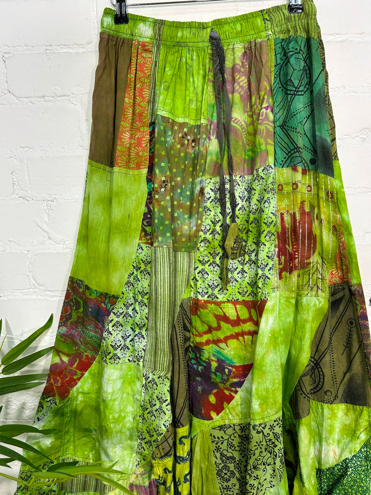 Long Tie Dye Patchwork Skirt