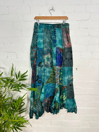 Long Tie Dye Patchwork Skirt