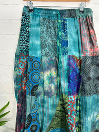 Long Tie Dye Patchwork Skirt