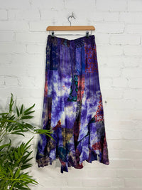 Long Tie Dye Patchwork Skirt