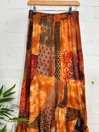 Long Tie Dye Patchwork Skirt