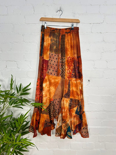 Long Tie Dye Patchwork Skirt