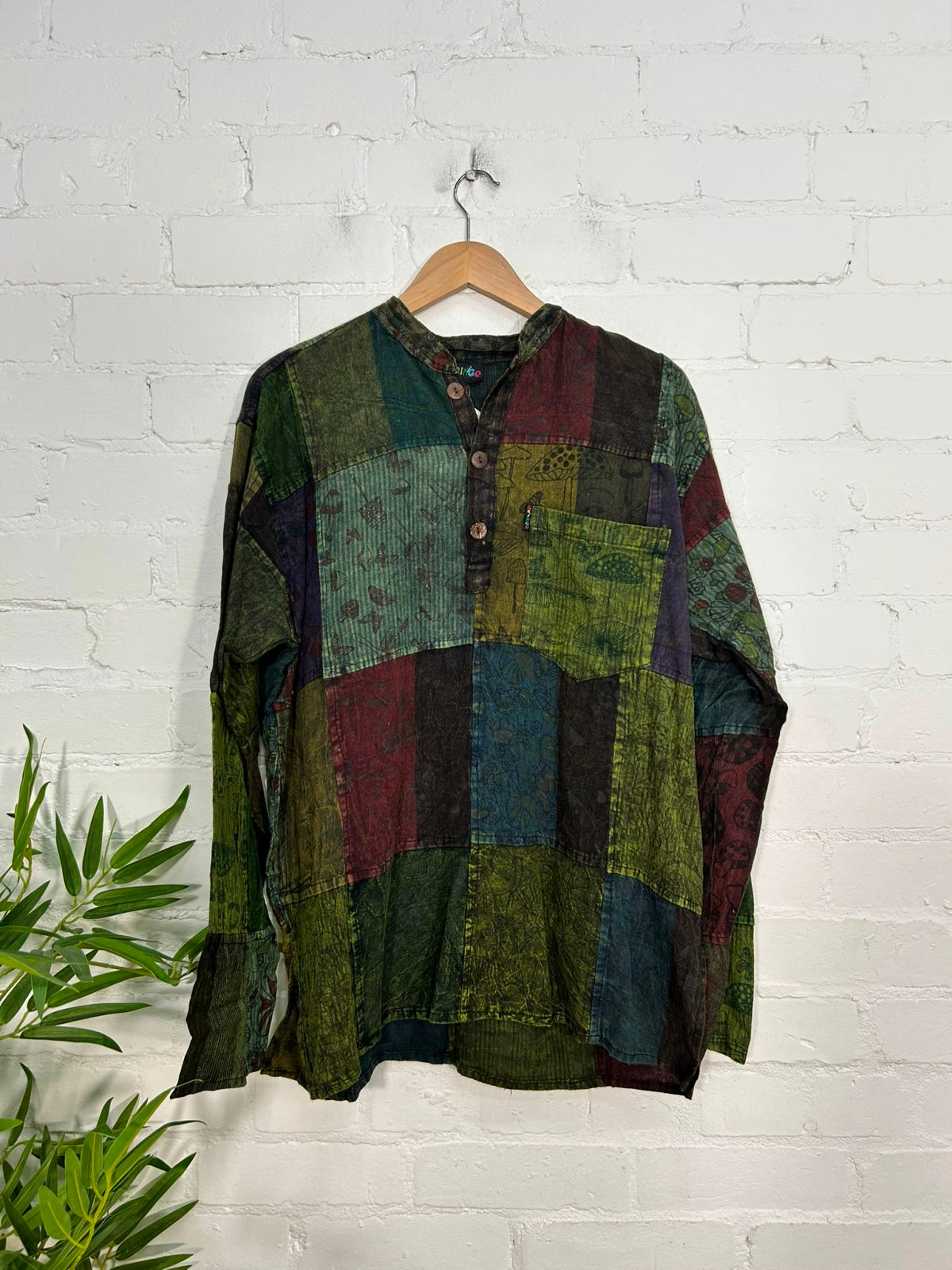Overdyed Mushroom Patch Grandad Shirt