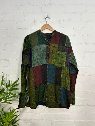 Overdyed Mushroom Patch Grandad Shirt